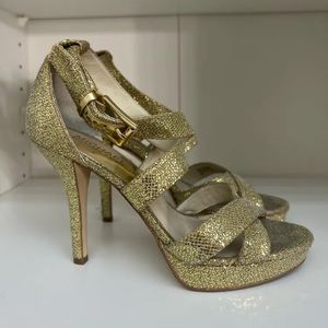 MK Gold Strappy Heel